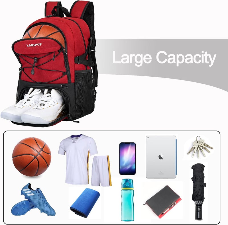 LARIPOP Basketball Bag,Basketball Backpack with Shoe Compartment and Ball Holder,Sport Bags for Soccer,Volleyball,Gym,Travel - Image 3